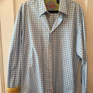 Robert Graham Light Blue & White Patterned Button-Down Shirt